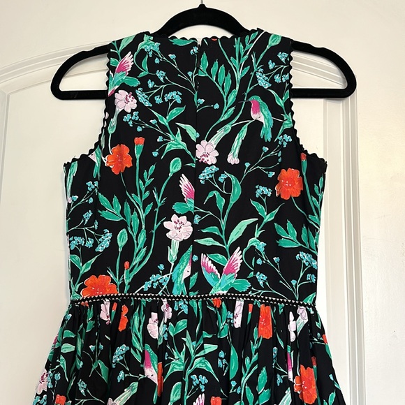 Kate Spade Navy Floral Hummingbird Dress - Size 0 - Picture 7 of 8